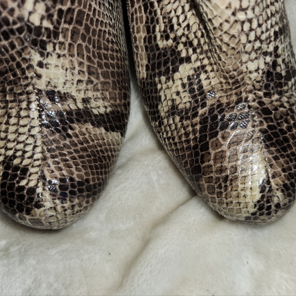 Faux snake skin booties